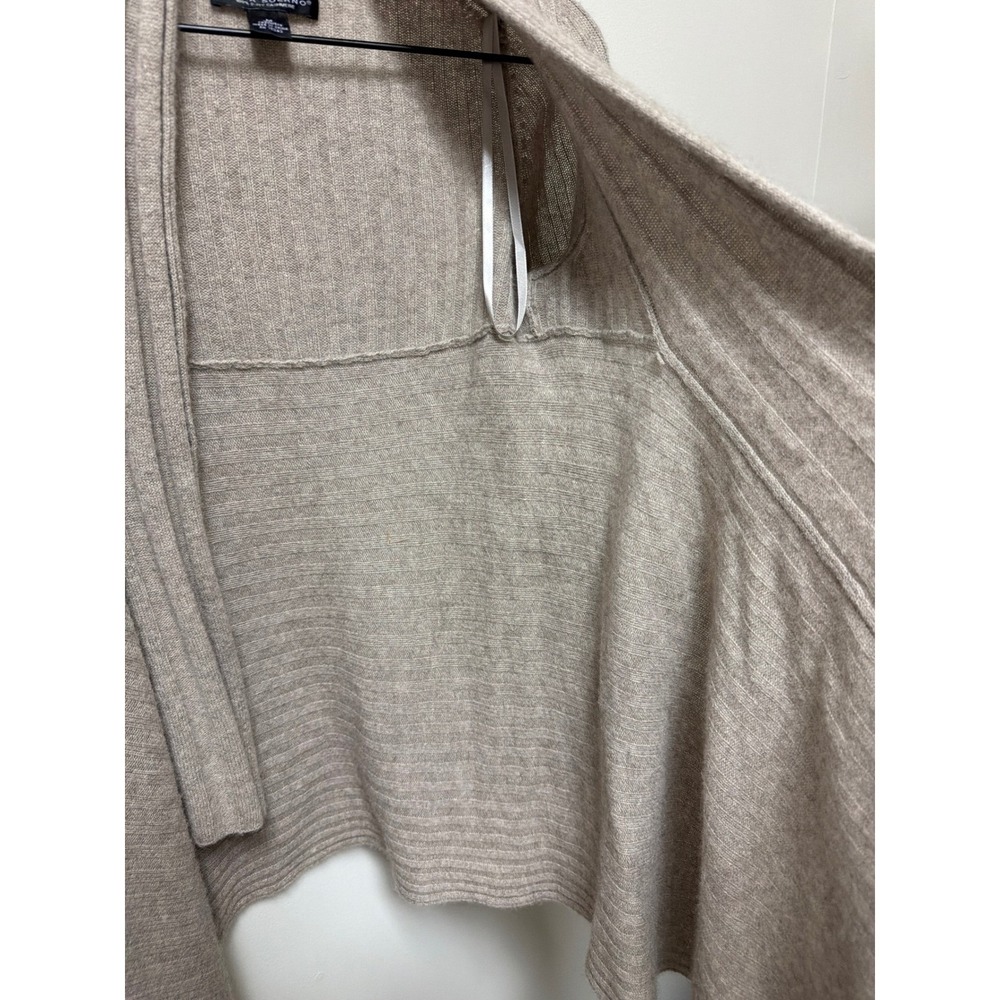 Elena Solano 100% Cashmere Ribbed Cardigan Taupe Brown Open Front Womens M - Picture 10 of 11